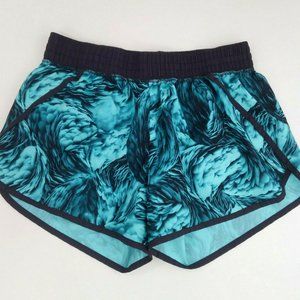 Champion Running Shorts Turquoise Floral, Inner Brief, Drawstring Womens Medium